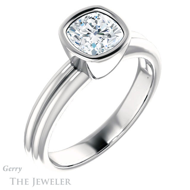 Cushion Cut Forever One Moissanite Engagement Ring #GTJ979-cushion-fo-w