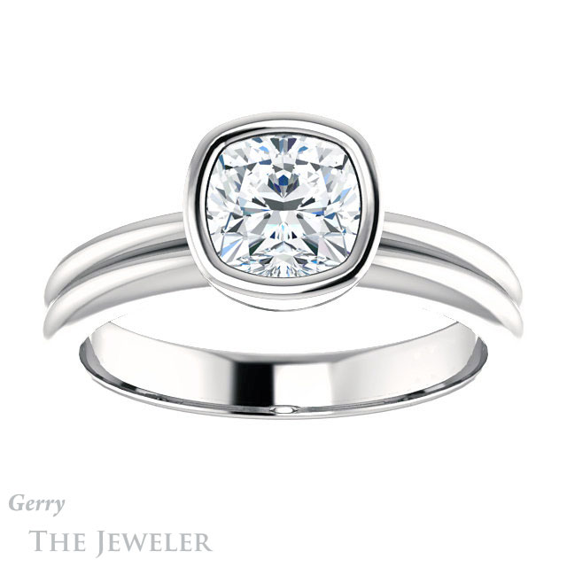 Cushion Cut Forever One Moissanite Engagement Ring #GTJ979-cushion-fo-w
