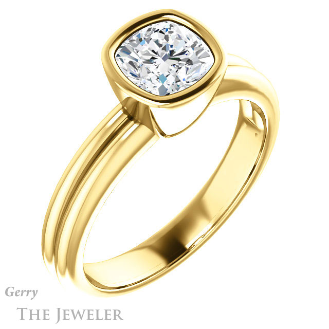 Cushion Cut Forever One Moissanite Engagement Ring #GTJ979-cushion-fo-y 4 Cushion Cut Forever One Moissanite Engagement Ring #GTJ979-cushion-fo-y