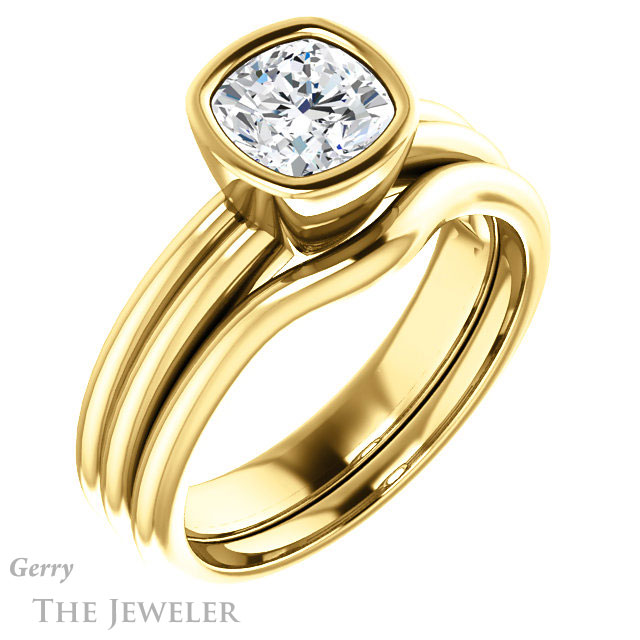 Cushion Cut Forever One Moissanite Engagement Ring #GTJ979-cushion-fo-y 6 Cushion Cut Forever One Moissanite Engagement Ring #GTJ979-cushion-fo-y