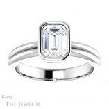 Emerald Cut Forever One Moissanite Engagement Ring #GTJ979-emerald-fb-w 1 Emerald Cut Forever Brilliant Moissanite Engagement Ring #GTJ979-emerald-fb-w