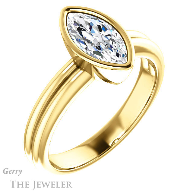 Marquise Cut Forever One Moissanite Engagement Ring #GTJ979-marquise-fb-y 4 Marquise Cut Forever Brilliant Moissanite Engagement Ring #GTJ979-marquise-fb-y