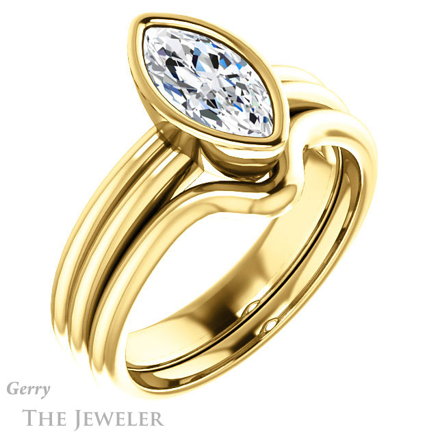 Marquise Cut Forever One Moissanite Engagement Ring #GTJ979-marquise-fb-y 6 Marquise Cut Forever Brilliant Moissanite Engagement Ring #GTJ979-marquise-fb-y