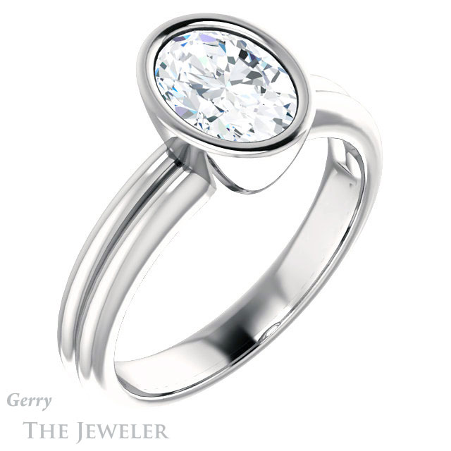 Oval Shaped Forever One Moissanite Engagement Ring #GTJ979-oval-fo-w 4 Oval Shaped Forever One Moissanite Engagement Ring #GTJ979-oval-fo-w