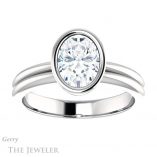 Oval Shaped Forever One Moissanite Engagement Ring #GTJ979-oval-fo-w 1 Oval Shaped Forever One Moissanite Engagement Ring #GTJ979-oval-fo-w