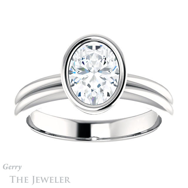 Oval Shaped Forever One Moissanite Engagement Ring #GTJ979-oval-fo-w 1 Oval Shaped Forever One Moissanite Engagement Ring #GTJ979-oval-fo-w