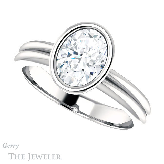 Oval Shaped Forever One Moissanite Engagement Ring #GTJ979-oval-fo-w 5 Oval Shaped Forever One Moissanite Engagement Ring #GTJ979-oval-fo-w