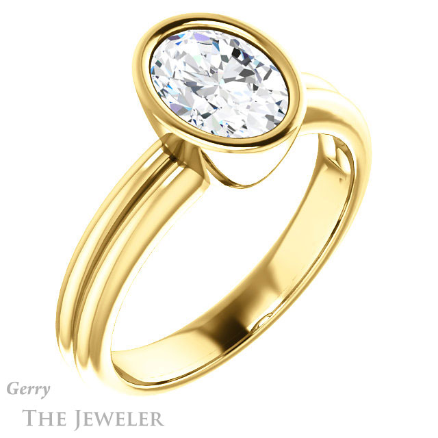 Oval Shaped Forever One Moissanite Engagement Ring #GTJ979-oval-fo-y
