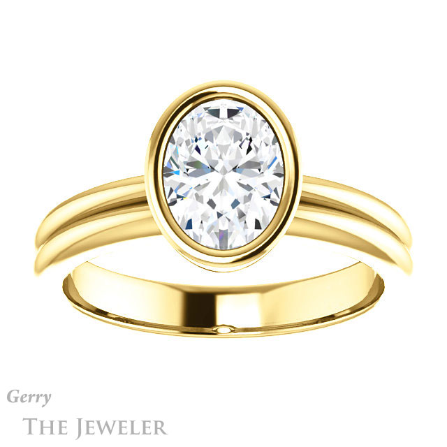 Oval Shaped Forever One Moissanite Engagement Ring #GTJ979-oval-fo-y