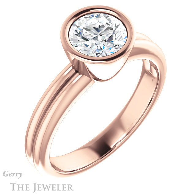 Round Cut Forever One Moissanite Engagement Ring #GTJ979-round-fo-r