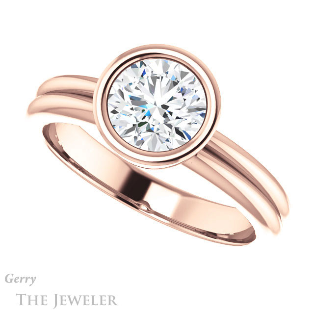 Round Cut Forever One Moissanite Engagement Ring #GTJ979-round-fo-r
