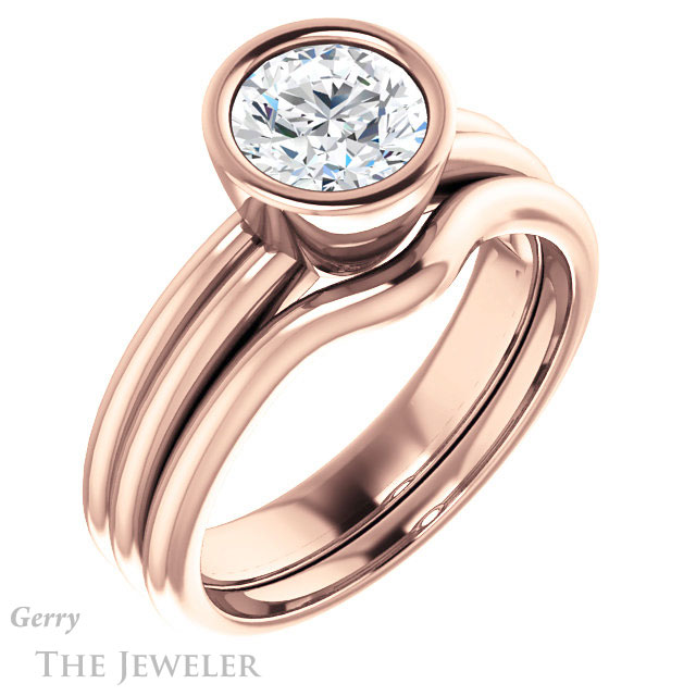 Round Cut Forever One Moissanite Engagement Ring #GTJ979-round-fo-r