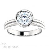 Round Cut Forever One Moissanite Engagement Ring #GTJ979-round-fo-w 1 Round Cut Forever One Moissanite Engagement Ring #GTJ979-round-fo-w