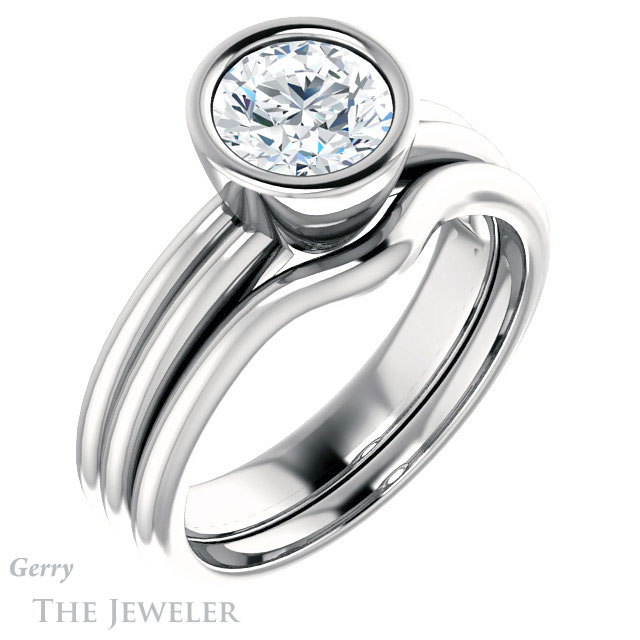 Round Cut Forever One Moissanite Engagement Ring #GTJ979-round-fo-w 6 Round Cut Forever One Moissanite Engagement Ring #GTJ979-round-fo-w