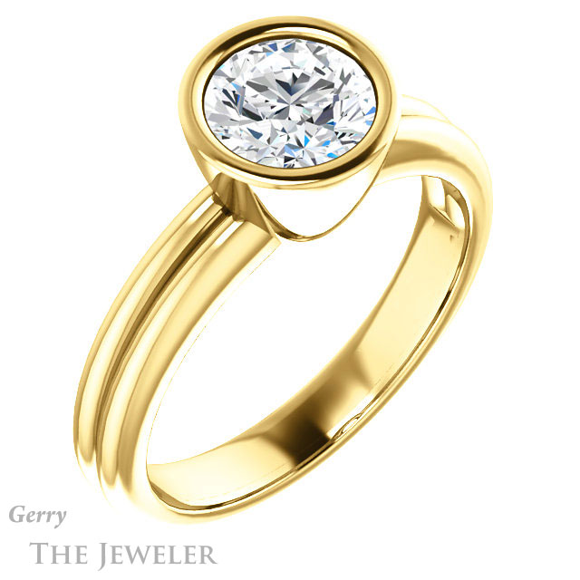 Round Cut Forever One Moissanite Engagement Ring #GTJ979-round-fo-y