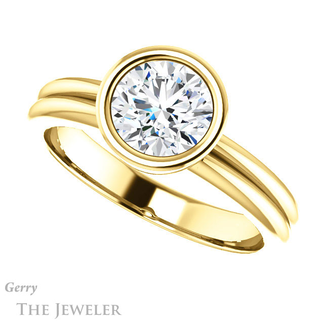 Round Cut Forever One Moissanite Engagement Ring #GTJ979-round-fo-y