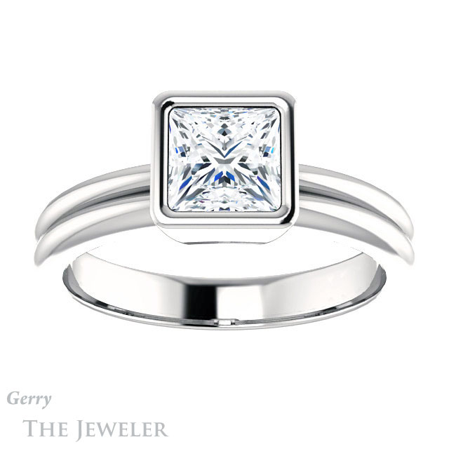Princess Cut Forever One Moissanite Engagement Ring #GTJ979-square-fo-w