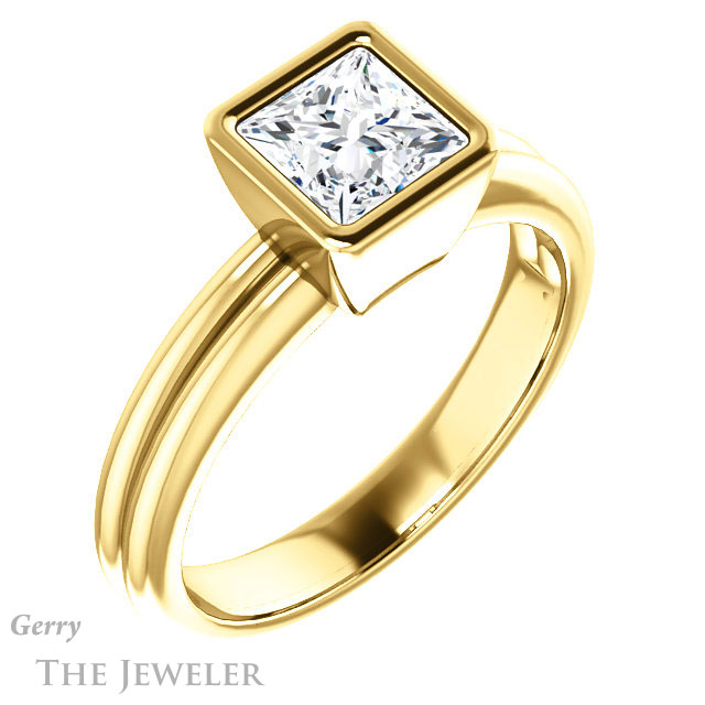 Princess Cut Forever One Moissanite Engagement Ring #GTJ979-square-fo-y
