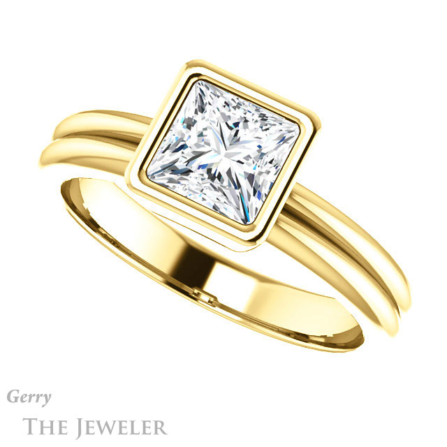 Princess Cut Forever One Moissanite Engagement Ring #GTJ979-square-fo-y