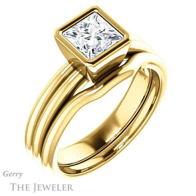 Princess Cut Forever One Moissanite Engagement Ring #GTJ979-square-fo-y