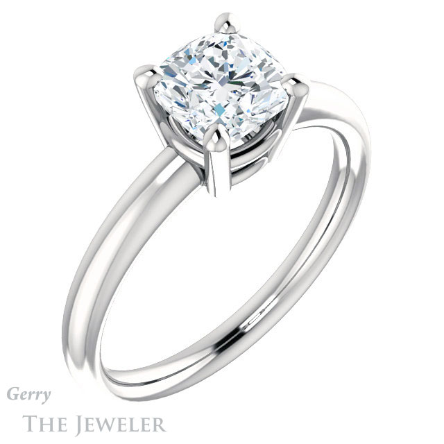 Cushion Cut Forever One Moissanite Engagement Ring #GTJ981-cushion-fo-w 4 Cushion Cut Forever One Moissanite Engagement Ring #GTJ981-cushion-fo-w