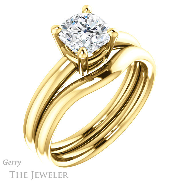 Cushion Cut Forever One Moissanite Engagement Ring #GTJ981-cushion-fo-y