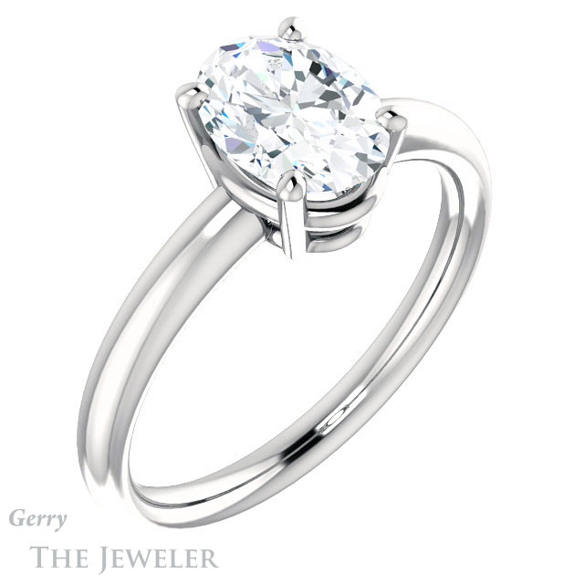 Oval Shaped Forever One Moissanite Engagement Ring #GTJ981-oval-fo-w 4 Oval Shaped Forever One Moissanite Engagement Ring #GTJ981-oval-fo-w