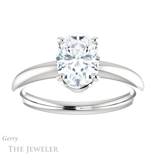 Oval Shaped Forever One Moissanite Engagement Ring #GTJ981-oval-fo-w 1 Oval Shaped Forever One Moissanite Engagement Ring #GTJ981-oval-fo-w