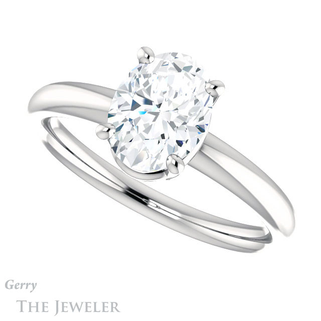 Oval Shaped Forever One Moissanite Engagement Ring #GTJ981-oval-fo-w 5 Oval Shaped Forever One Moissanite Engagement Ring #GTJ981-oval-fo-w