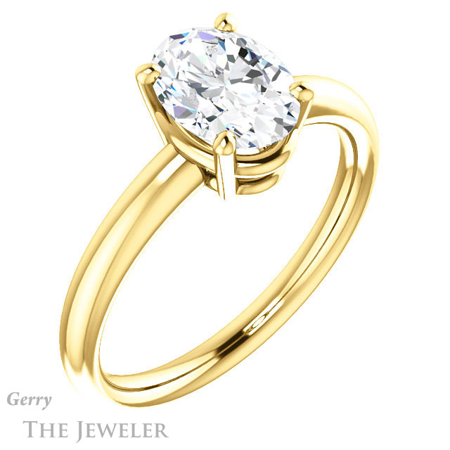 Oval Shaped Forever One Moissanite Engagement Ring #GTJ981-oval-fo-y 4 Oval Shaped Forever One Moissanite Engagement Ring #GTJ981-oval-fo-y