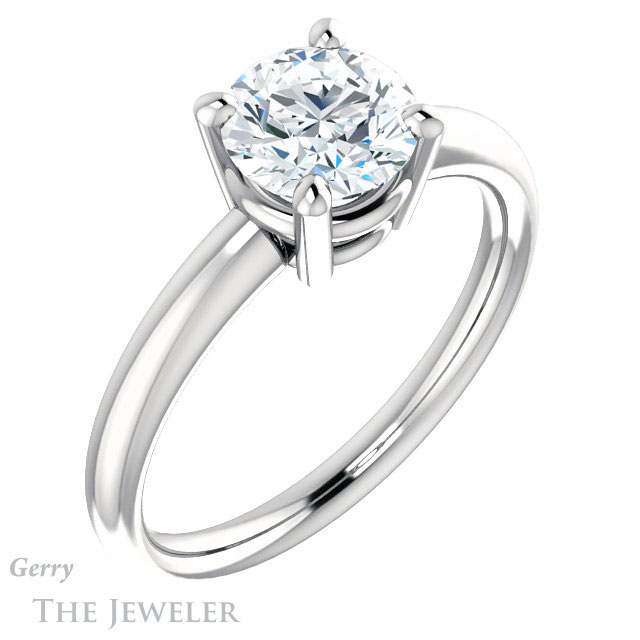 Round Cut Forever One Moissanite Engagement Ring #GTJ981-round-fo-w 4 Round Cut Forever One Moissanite Engagement Ring #GTJ981-round-fo-w