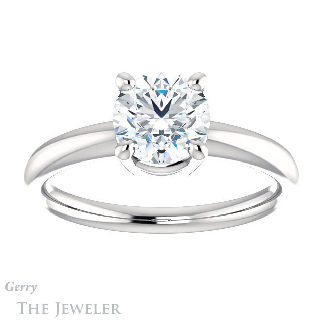 Round Cut Forever One Moissanite Engagement Ring #GTJ981-round-fo-w 1 Round Cut Forever One Moissanite Engagement Ring #GTJ981-round-fo-w