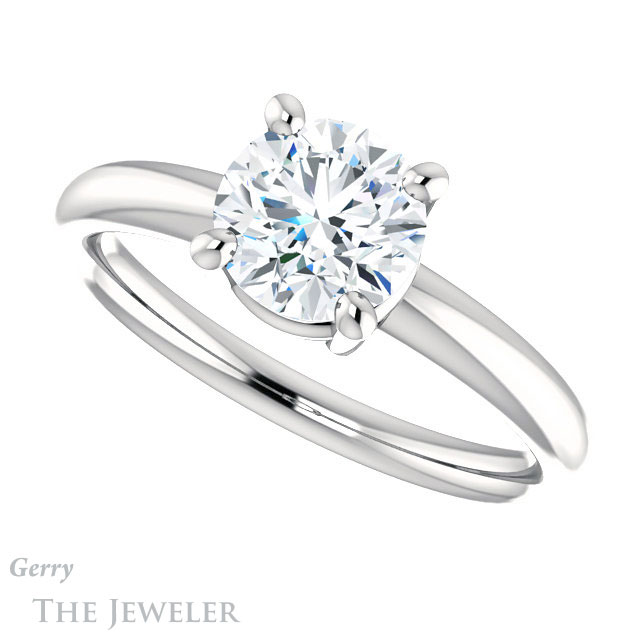 Round Cut Forever One Moissanite Engagement Ring #GTJ981-round-fo-w 5 Round Cut Forever One Moissanite Engagement Ring #GTJ981-round-fo-w