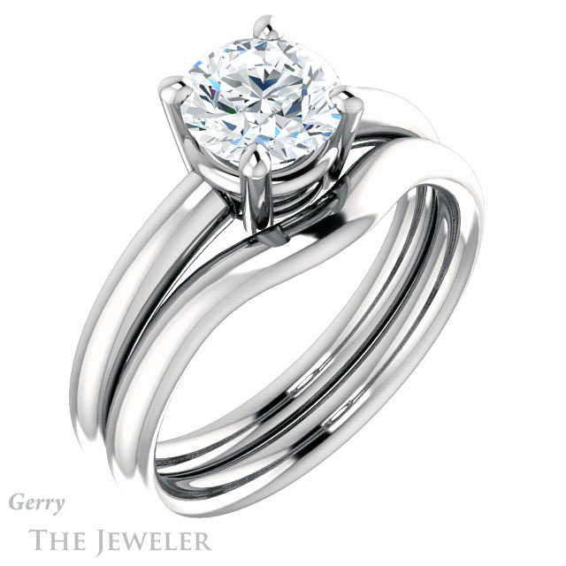 Round Cut Forever One Moissanite Engagement Ring #GTJ981-round-fo-w 6 Round Cut Forever One Moissanite Engagement Ring #GTJ981-round-fo-w