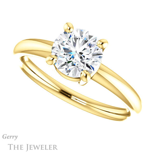 Round Cut Forever One Moissanite Engagement Ring #GTJ981-round-fo-y