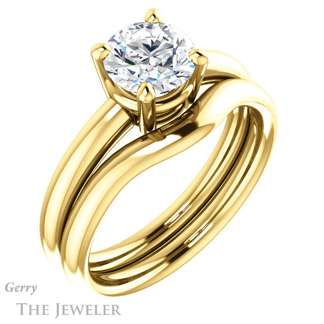 Round Cut Forever One Moissanite Engagement Ring #GTJ981-round-fo-y