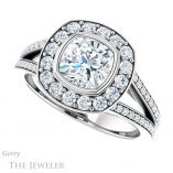 Cushion Cut Forever One Moissanite Engagement Ring #GTJ982-cushion-fo-w
