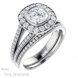 Cushion Cut Forever One Moissanite Engagement Ring #GTJ982-cushion-fo-w
