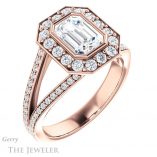 Emerald Cut Forever One Moissanite Engagement Ring #GTJ982-emerald-fb-r 4 Emerald Cut Forever Brilliant Moissanite Engagement Ring #GTJ982-emerald-fb-r