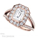 Emerald Cut Forever One Moissanite Engagement Ring #GTJ982-emerald-fb-r 5 Emerald Cut Forever Brilliant Moissanite Engagement Ring #GTJ982-emerald-fb-r
