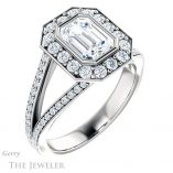 Emerald Cut Forever One Moissanite Engagement Ring #GTJ982-emerald-fb-w 4 Emerald Cut Forever Brilliant Moissanite Engagement Ring #GTJ982-emerald-fb-w