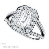 Emerald Cut Forever One Moissanite Engagement Ring #GTJ982-emerald-fb-w 5 Emerald Cut Forever Brilliant Moissanite Engagement Ring #GTJ982-emerald-fb-w
