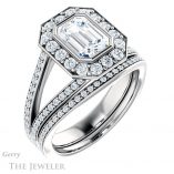 Emerald Cut Forever One Moissanite Engagement Ring #GTJ982-emerald-fb-w 6 Emerald Cut Forever Brilliant Moissanite Engagement Ring #GTJ982-emerald-fb-w