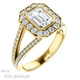 Emerald Cut Forever One Moissanite Engagement Ring #GTJ982-emerald-fb-y 4 Emerald Cut Forever Brilliant Moissanite Engagement Ring #GTJ982-emerald-fb-y
