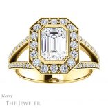 Emerald Cut Forever One Moissanite Engagement Ring #GTJ982-emerald-fb-y 1 Emerald Cut Forever Brilliant Moissanite Engagement Ring #GTJ982-emerald-fb-y