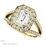 Emerald Cut Forever One Moissanite Engagement Ring #GTJ982-emerald-fb-y 5 Emerald Cut Forever Brilliant Moissanite Engagement Ring #GTJ982-emerald-fb-y