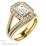 Emerald Cut Forever One Moissanite Engagement Ring #GTJ982-emerald-fb-y 6 Emerald Cut Forever Brilliant Moissanite Engagement Ring #GTJ982-emerald-fb-y