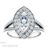 Marquise Cut Forever One Moissanite Engagement Ring #GTJ982-marquise-fb-w 1 Marquise Cut Forever Brilliant Moissanite Engagement Ring #GTJ982-marquise-fb-w