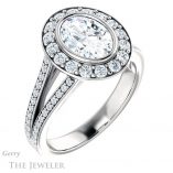 Oval Shaped Forever One Moissanite Engagement Ring #GTJ982-oval-fo-w