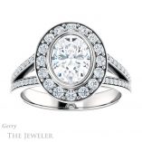 Oval Shaped Forever One Moissanite Engagement Ring #GTJ982-oval-fo-w